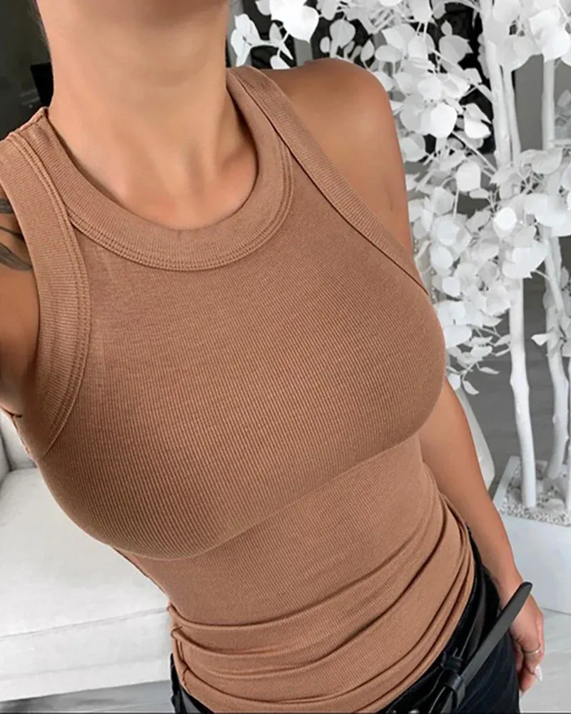 2024 Plus Size Solid Round Neck Camisole
