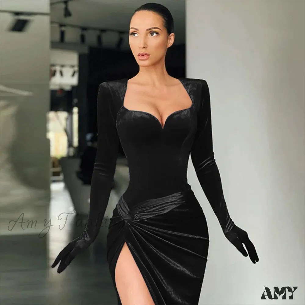 Amy Fashion - Elegant Bodycon Long Dress