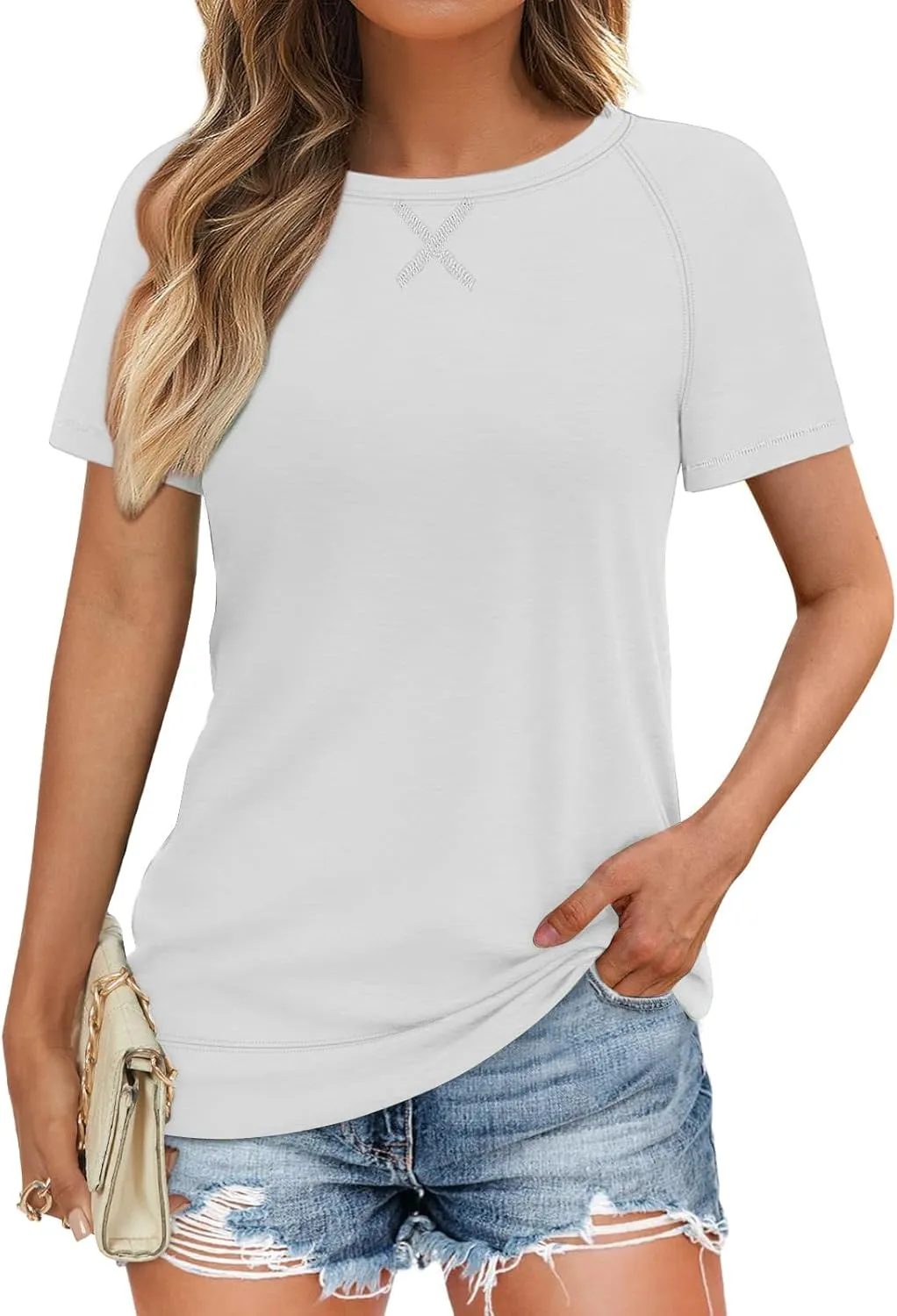ATHMILE Womens T Shirts Short Sleeve Crewneck Tees Trendy Lightweight Soft Casual Summer Tops 2025