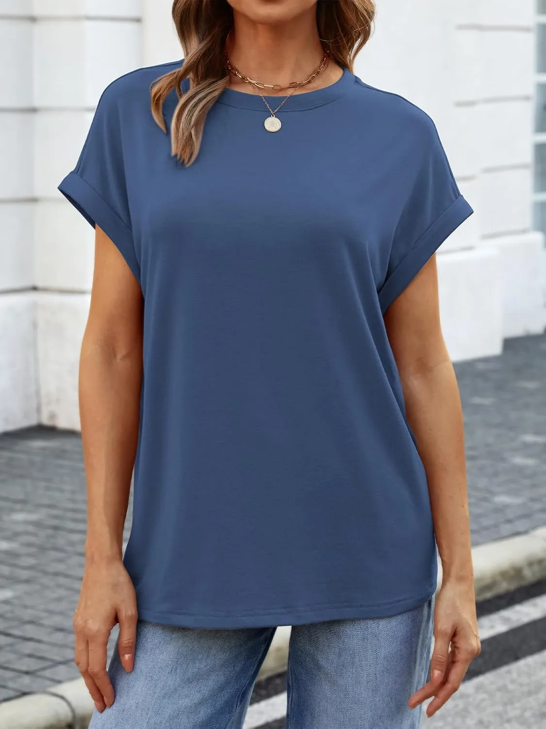 ATHMILE Womens Tops Oversized Business Casual Dressy Summer T Shirts Short Sleeve Clothes Fashion Trendy Outfits 2025