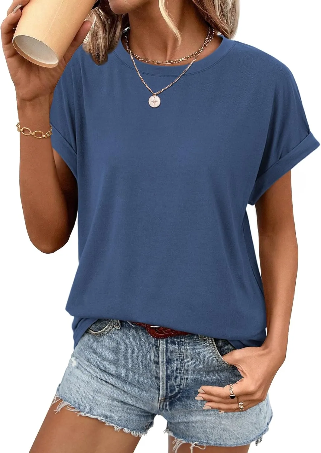 ATHMILE Womens Tops Oversized Business Casual Dressy Summer T Shirts Short Sleeve Clothes Fashion Trendy Outfits 2025