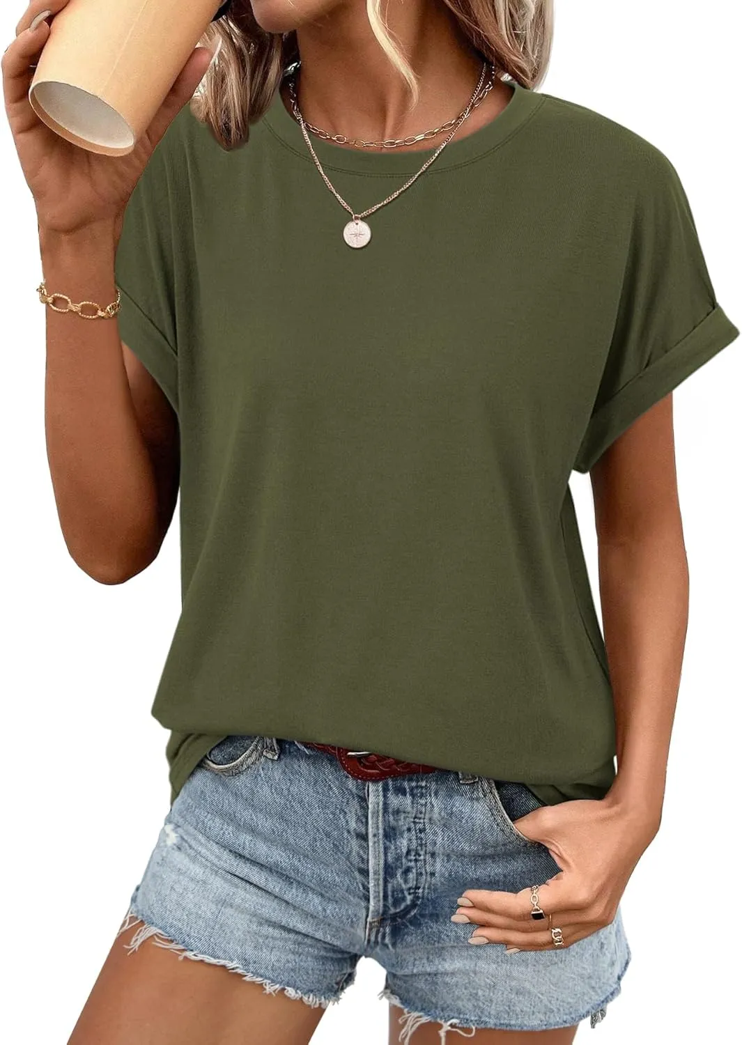 ATHMILE Womens Tops Oversized Business Casual Dressy Summer T Shirts Short Sleeve Clothes Fashion Trendy Outfits 2025