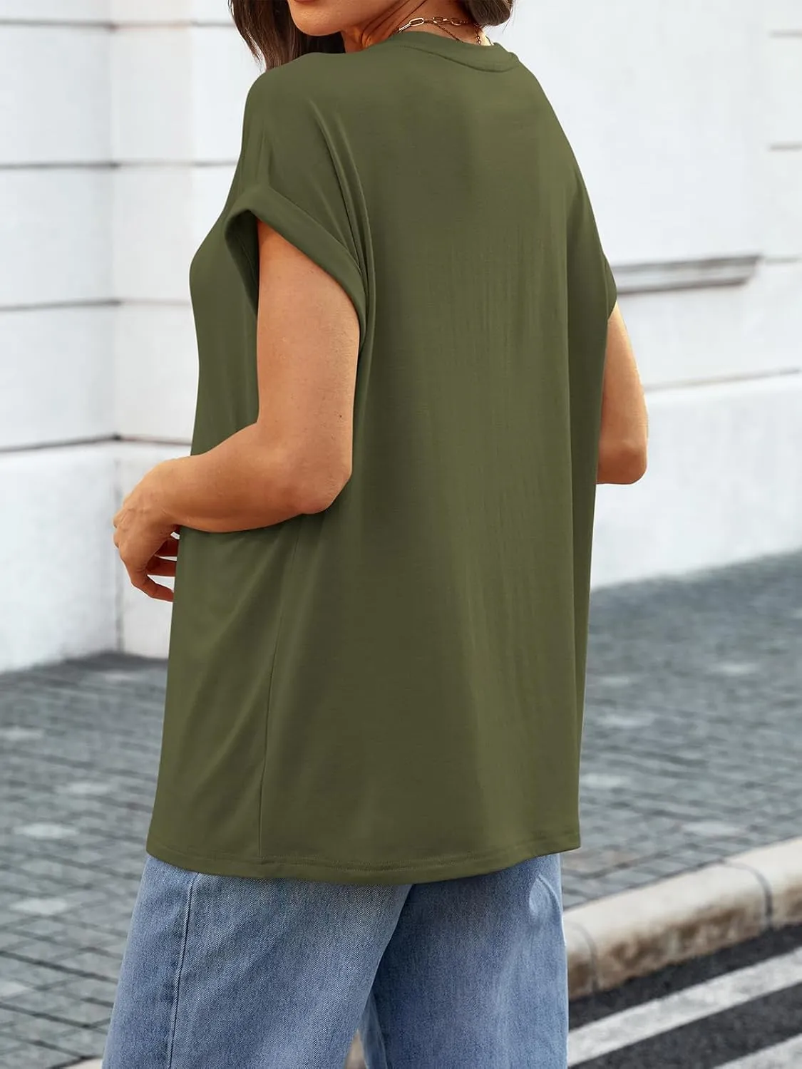 ATHMILE Womens Tops Oversized Business Casual Dressy Summer T Shirts Short Sleeve Clothes Fashion Trendy Outfits 2025