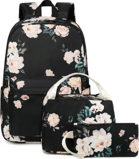 Bluboon School Backpack Set Girls Womens Laptop Bookbag Casual Daypack Fits 15 inch Laptop with Lunch Tote Bag and Pencil Bag