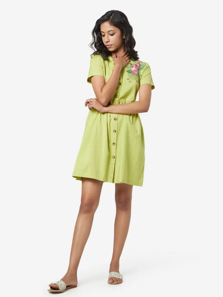Bombay Paisley Green Floral Fit-and-Flare Dress