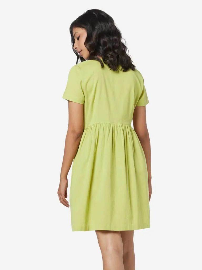 Bombay Paisley Green Floral Fit-and-Flare Dress