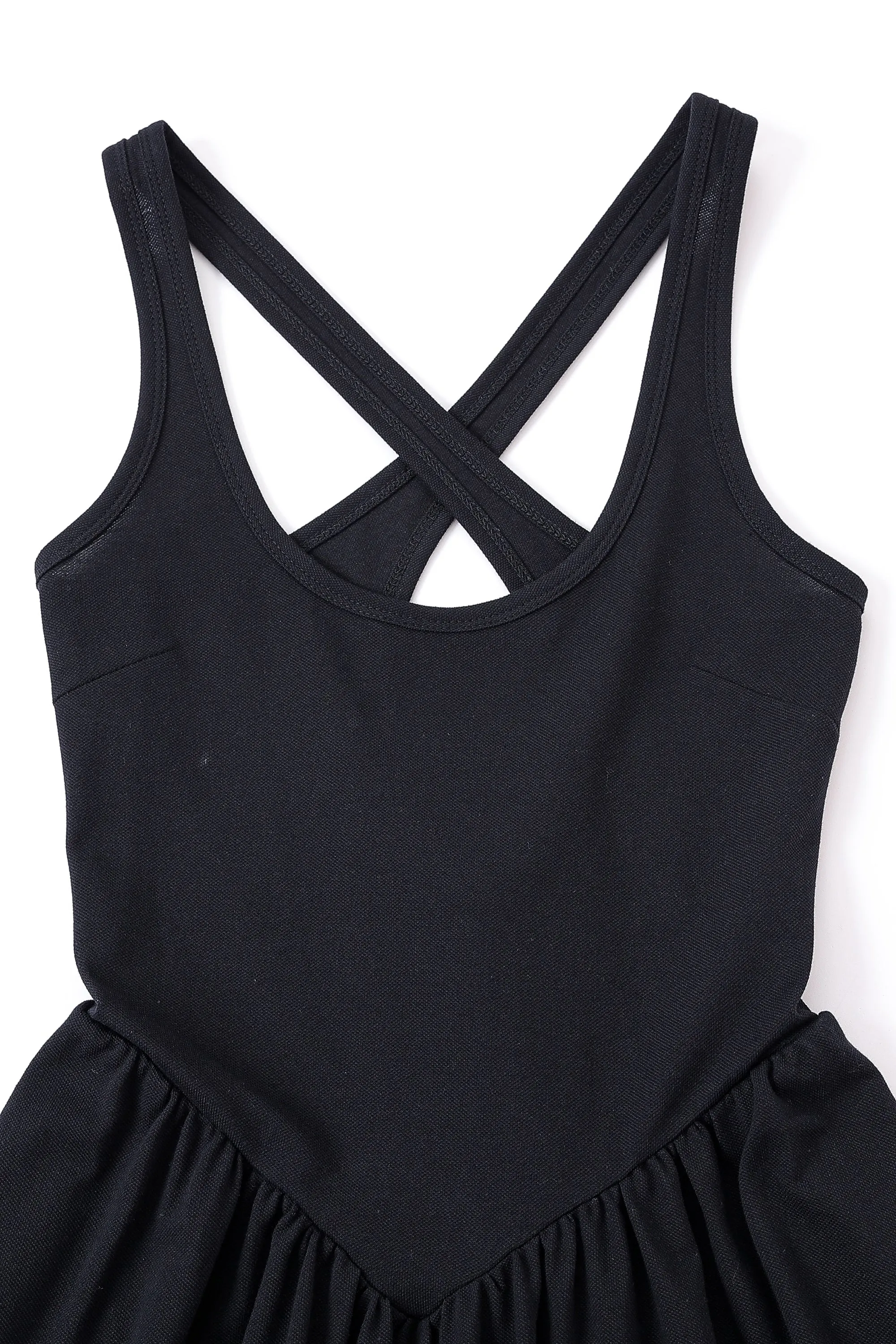 breathable pique cotton Crossback Maxi Travel Dress Black