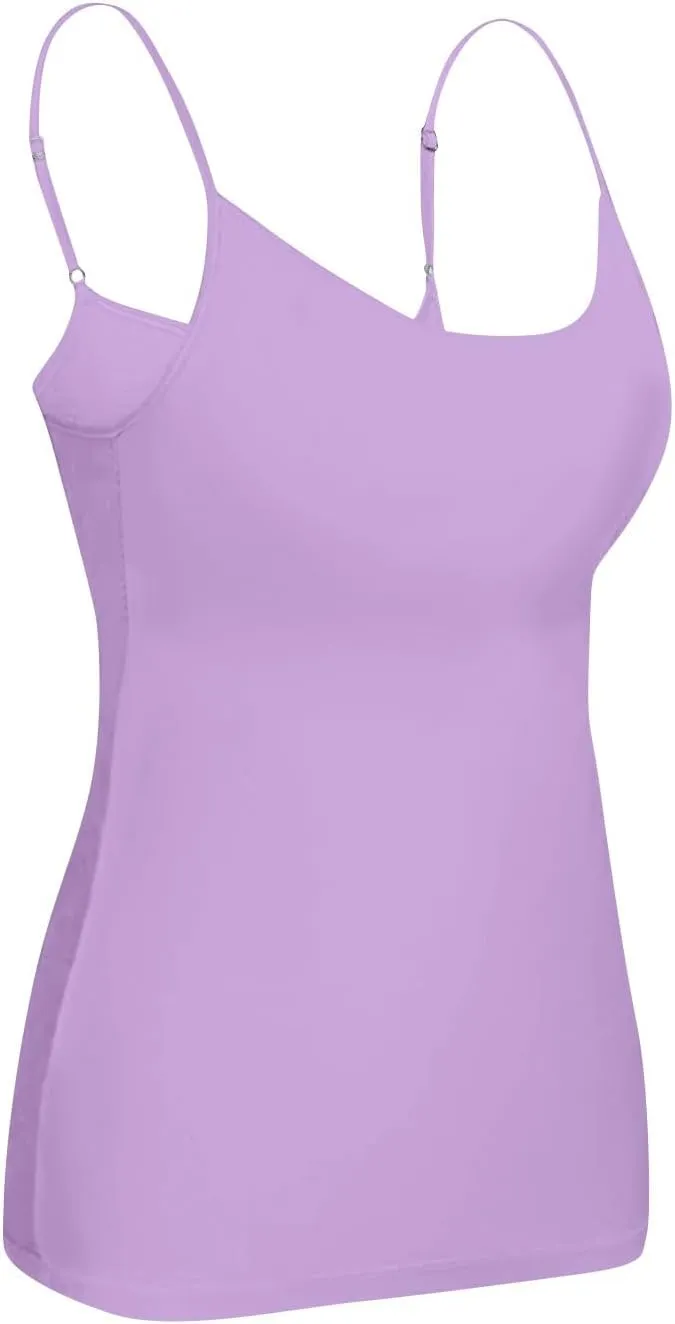 Camisole Tops for Women Built in Bra Adjustable Spaghetti Strap Workout Yoga Shirts Basic Layer Padded Bra Tank Top