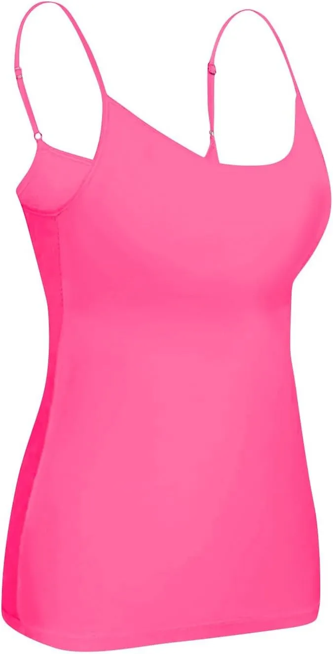 Camisole Tops for Women Built in Bra Adjustable Spaghetti Strap Workout Yoga Shirts Basic Layer Padded Bra Tank Top