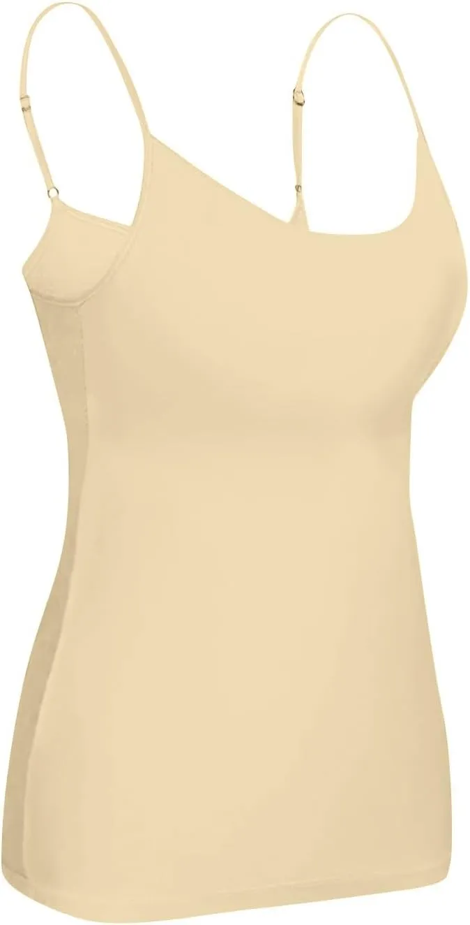 Camisole Tops for Women Built in Bra Adjustable Spaghetti Strap Workout Yoga Shirts Basic Layer Padded Bra Tank Top