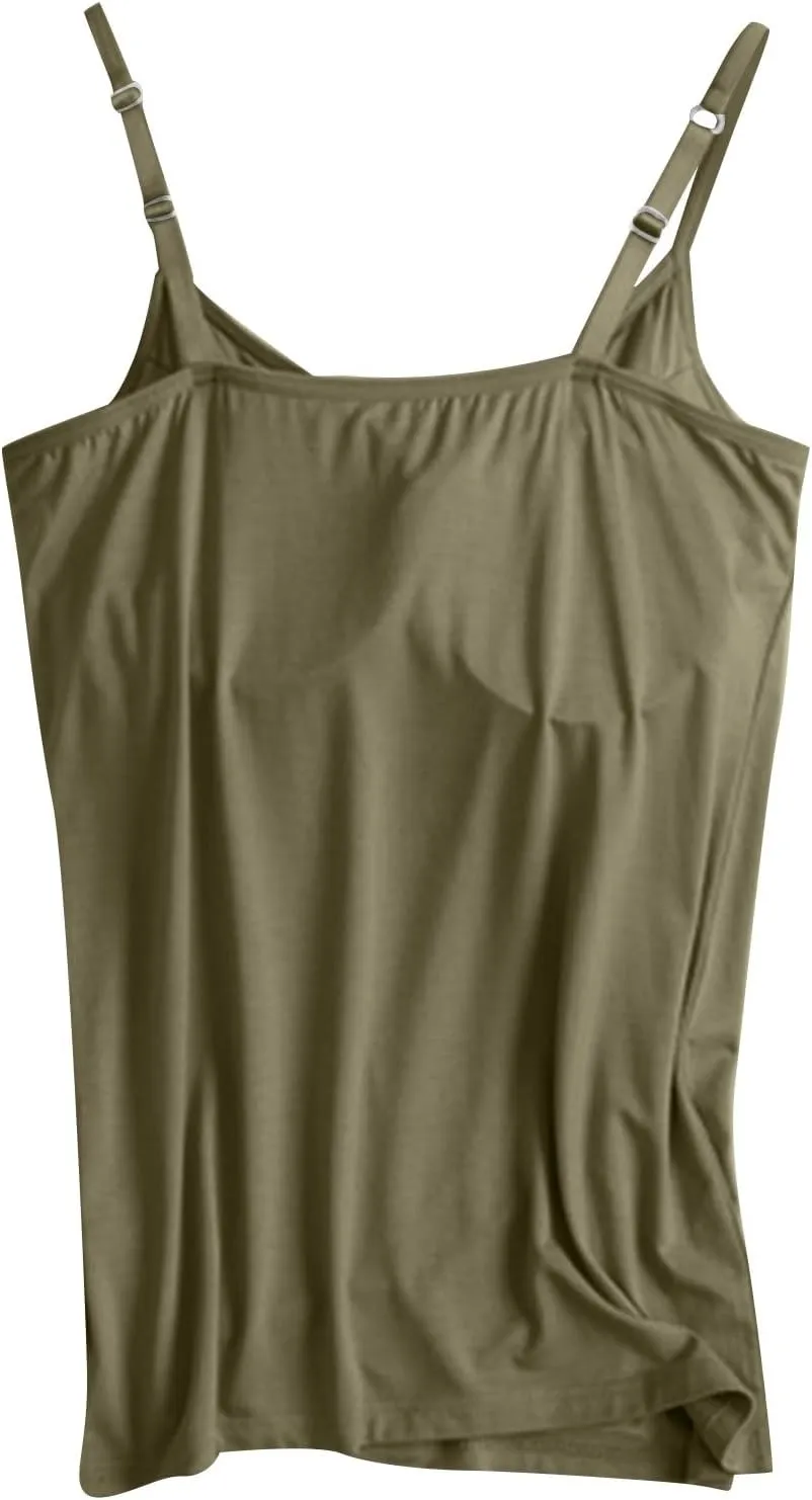 Camisole Tops for Women Built in Bra Adjustable Spaghetti Strap Workout Yoga Shirts Basic Layer Padded Bra Tank Top