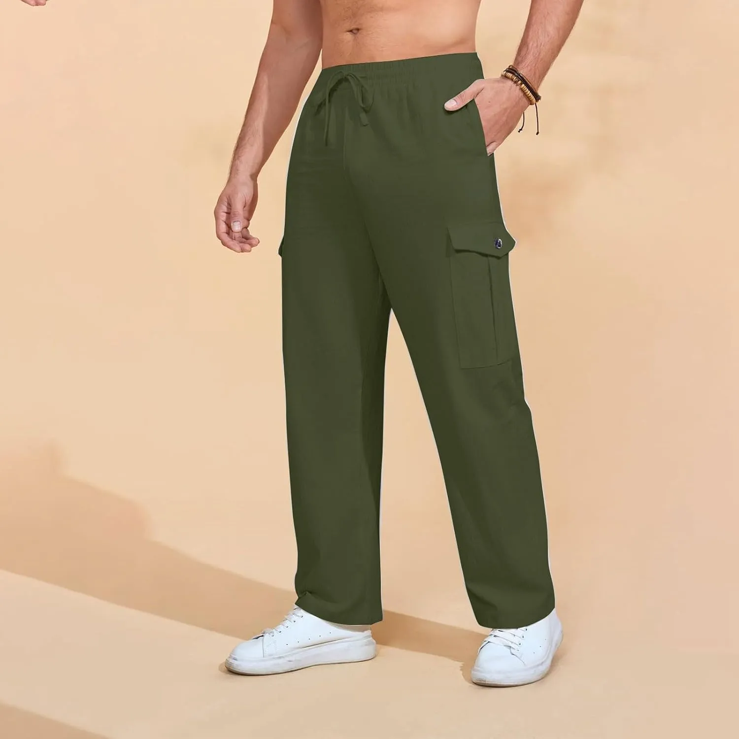 Cargo Pants for Men Lightweight Breathable Pants Water Resistant Wide Leg Stretch Trousers Workout Fishing