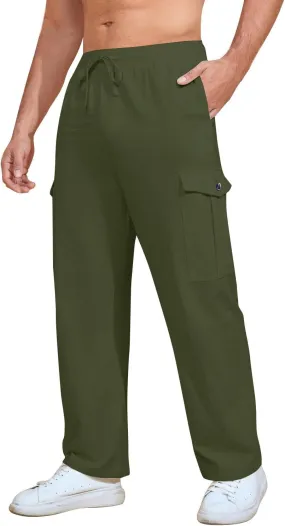 Cargo Pants for Men Lightweight Breathable Pants Water Resistant Wide Leg Stretch Trousers Workout Fishing