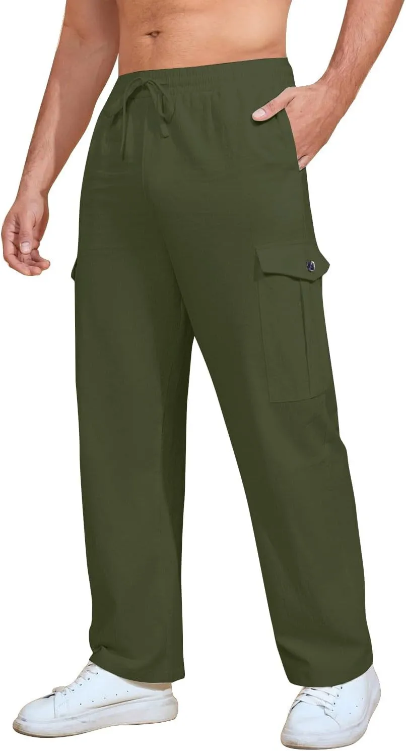 Cargo Pants for Men Lightweight Breathable Pants Water Resistant Wide Leg Stretch Trousers Workout Fishing