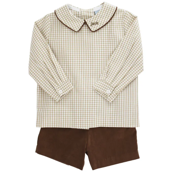 Chocolate Brown Corduroy - Elastic Waist Short