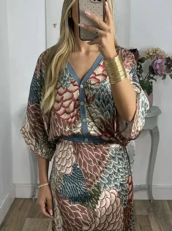 Cool and Breathable V-Neck Two-Piece Dress