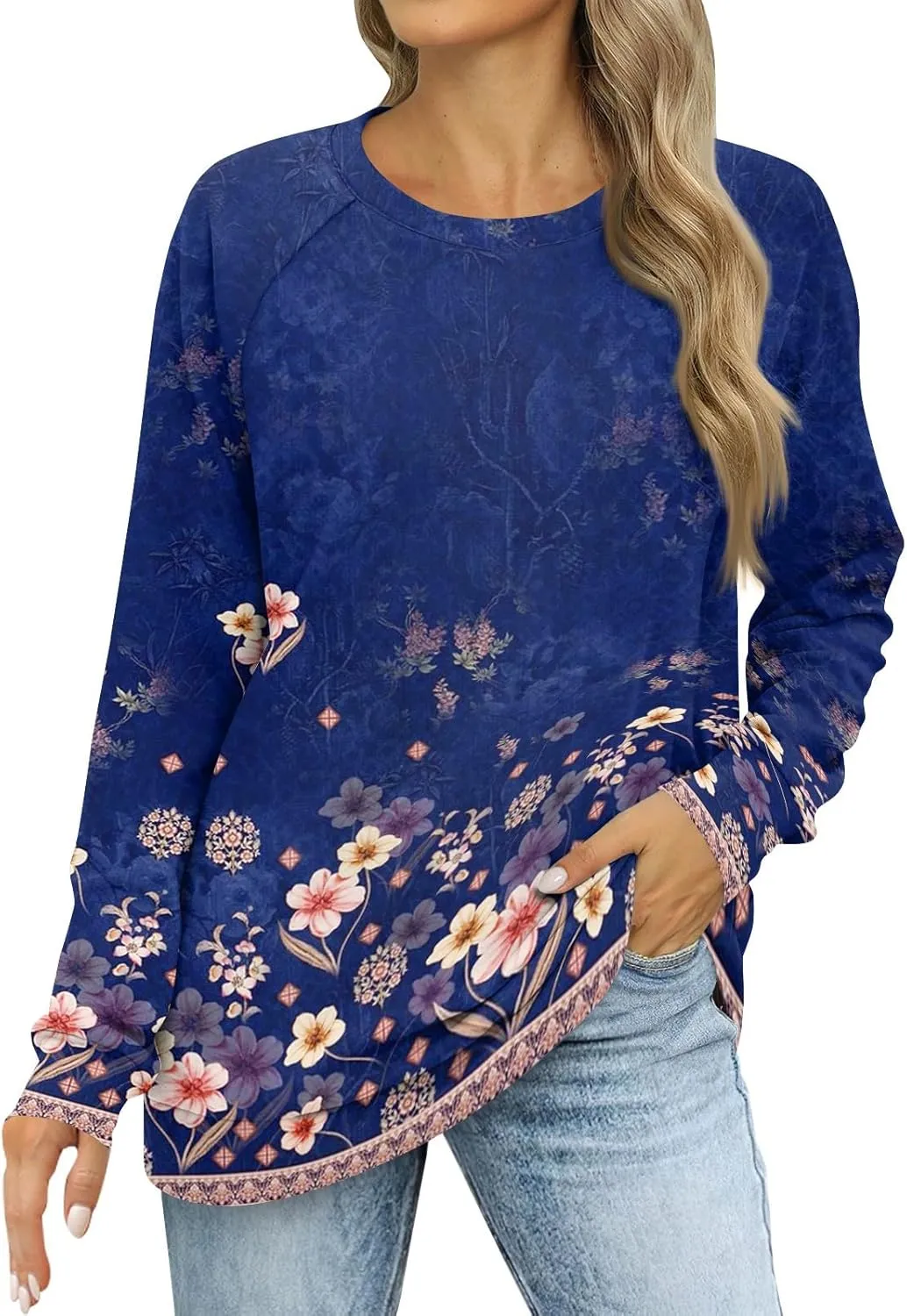 Crewneck Sweatshirts For Women Trendy Crewneck Long Sleeve Shirts Womens Comfy Fall Fashion 2024 Tops Hoodies