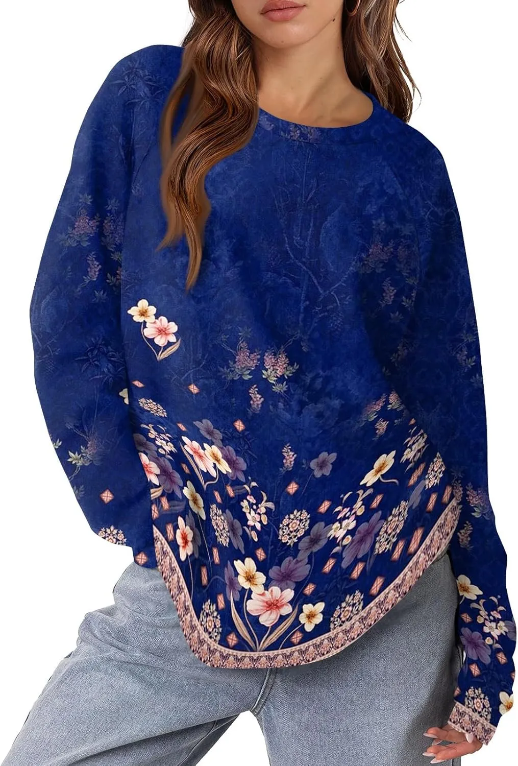 Crewneck Sweatshirts For Women Trendy Crewneck Long Sleeve Shirts Womens Comfy Fall Fashion 2024 Tops Hoodies