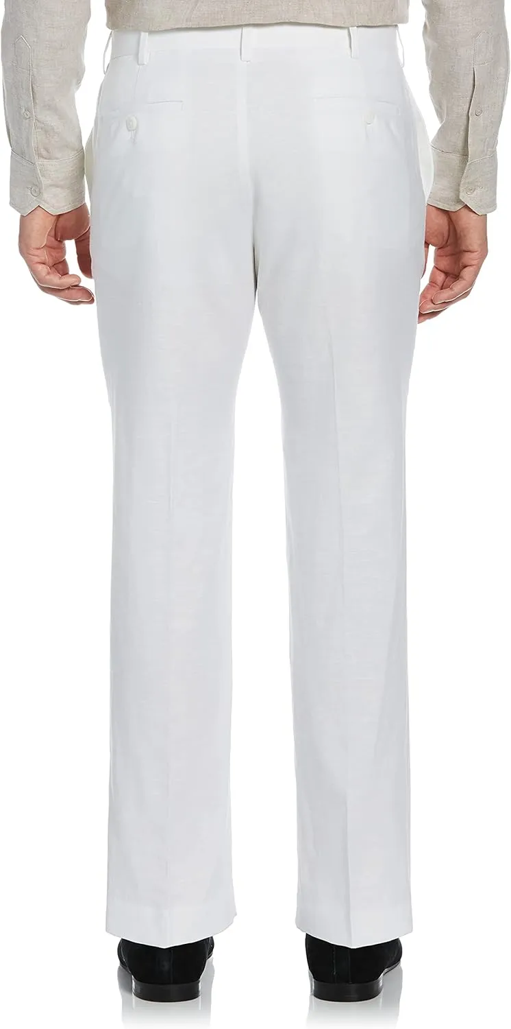 Cubavera Men's Linen Blend Dress Pants, Flat Front, Lightweight Breathable Fabric, Durable Plain Weave, 30", 32", 34” Inseams