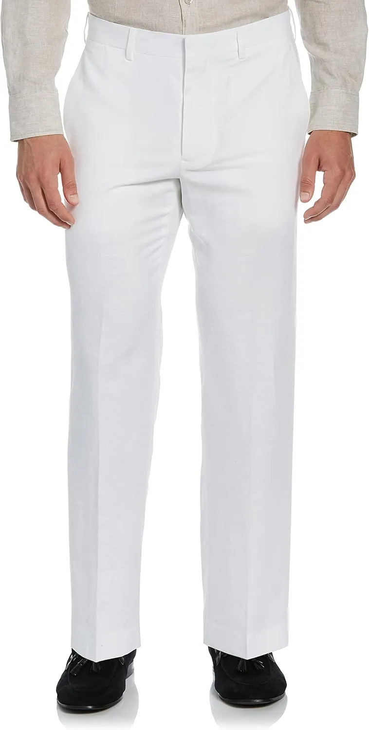 Cubavera Men's Linen Blend Dress Pants, Flat Front, Lightweight Breathable Fabric, Durable Plain Weave, 30", 32", 34” Inseams