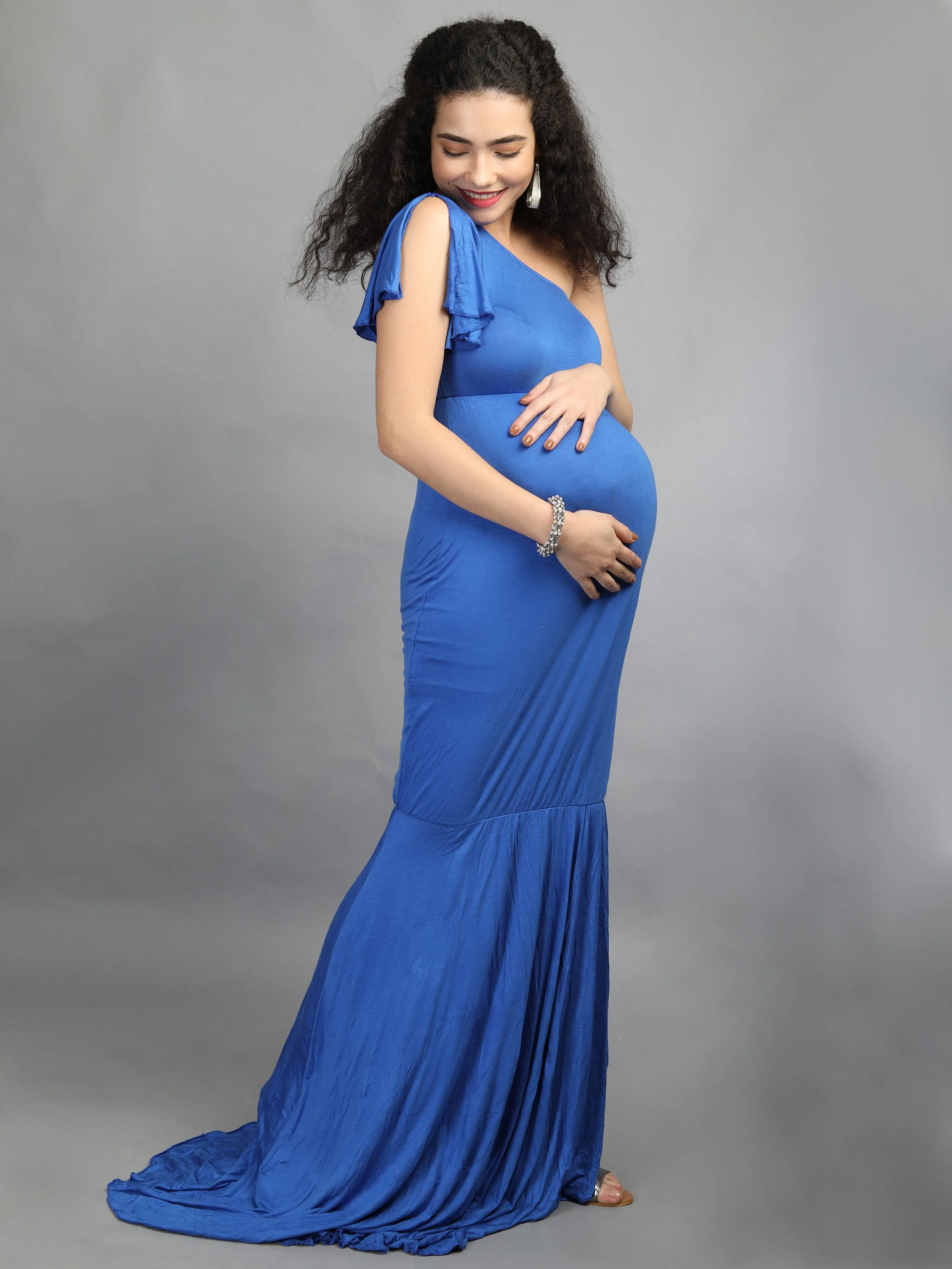 Elegant Blue Maternity Dress