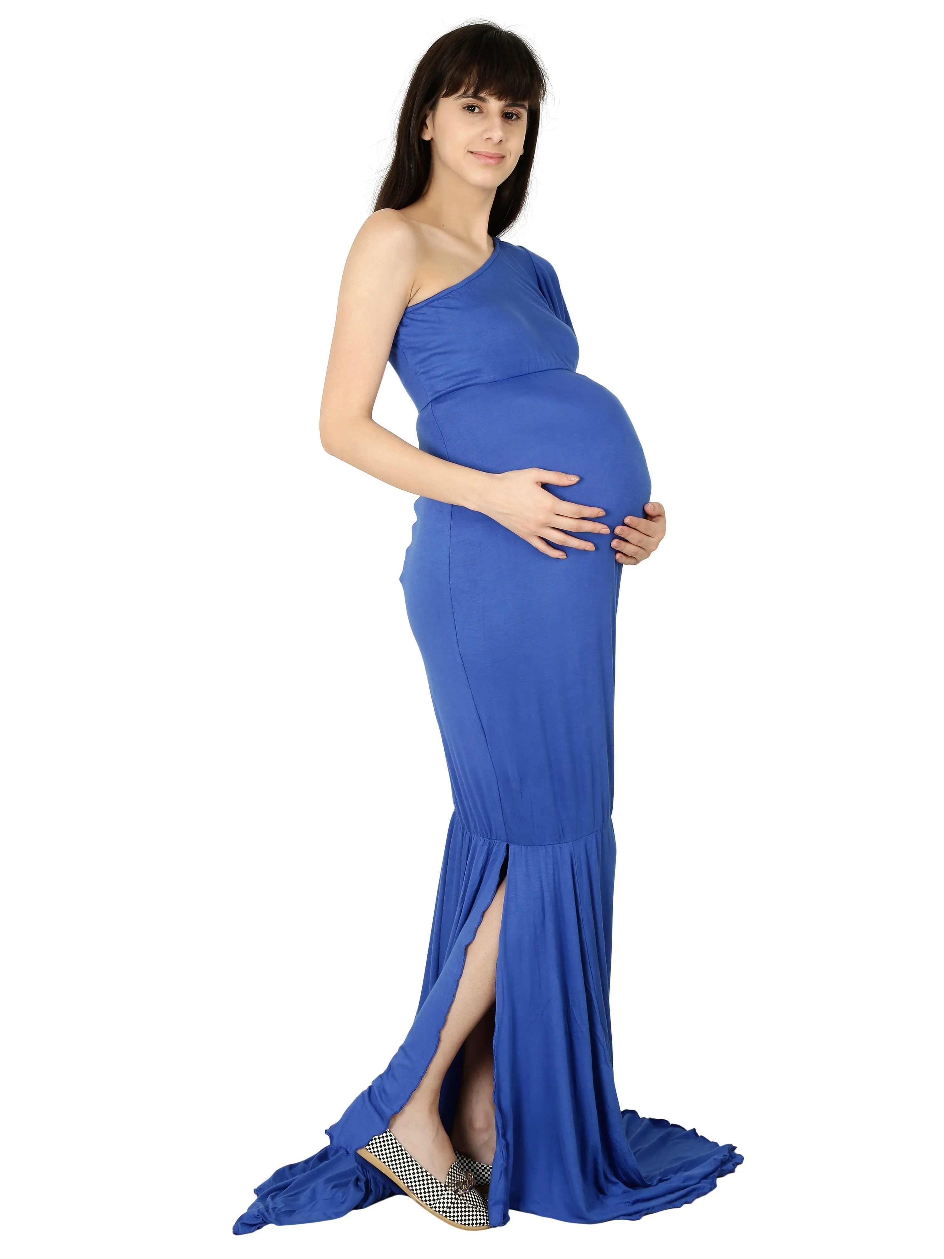 Elegant Blue Maternity Dress