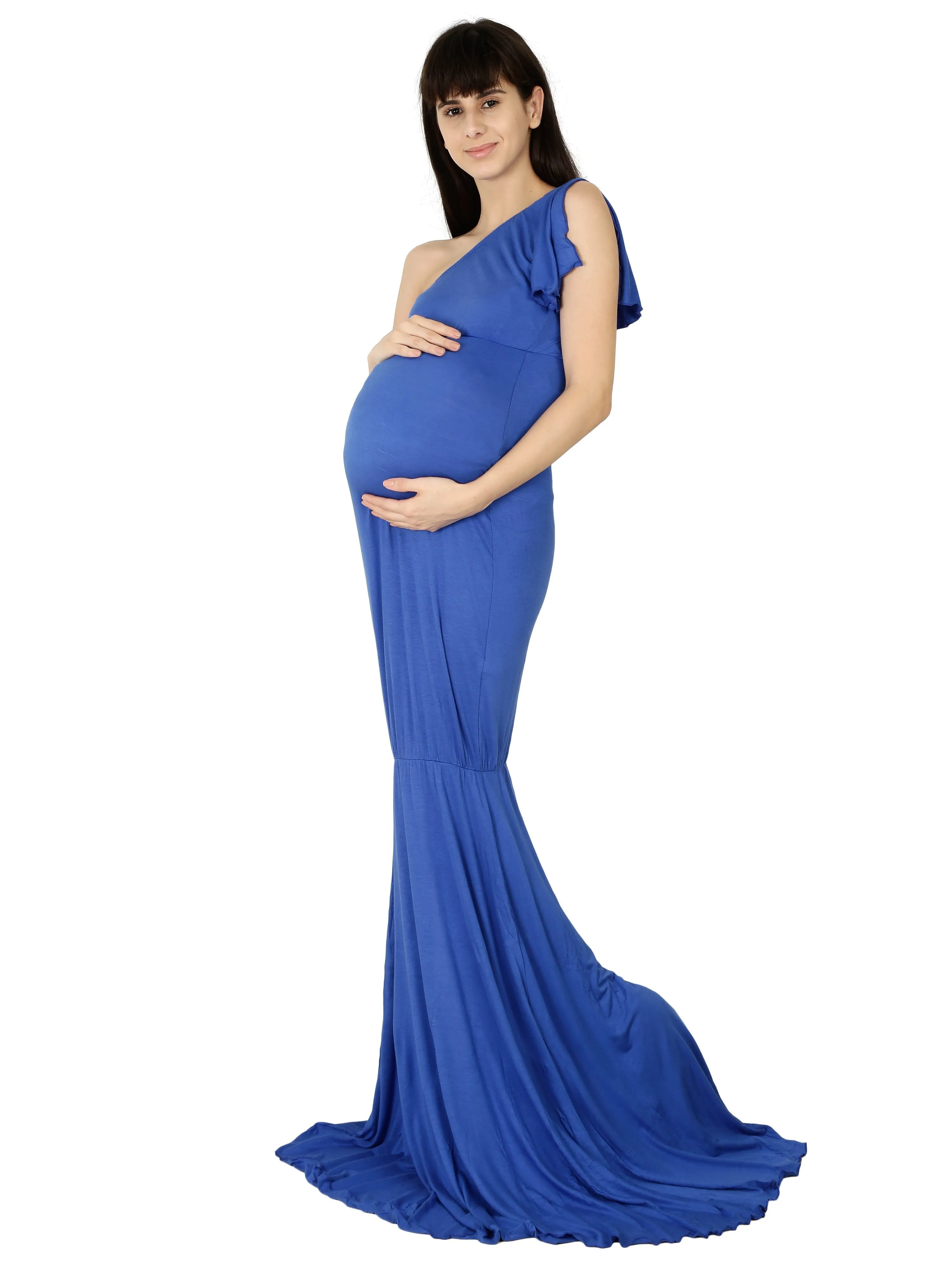 Elegant Blue Maternity Dress