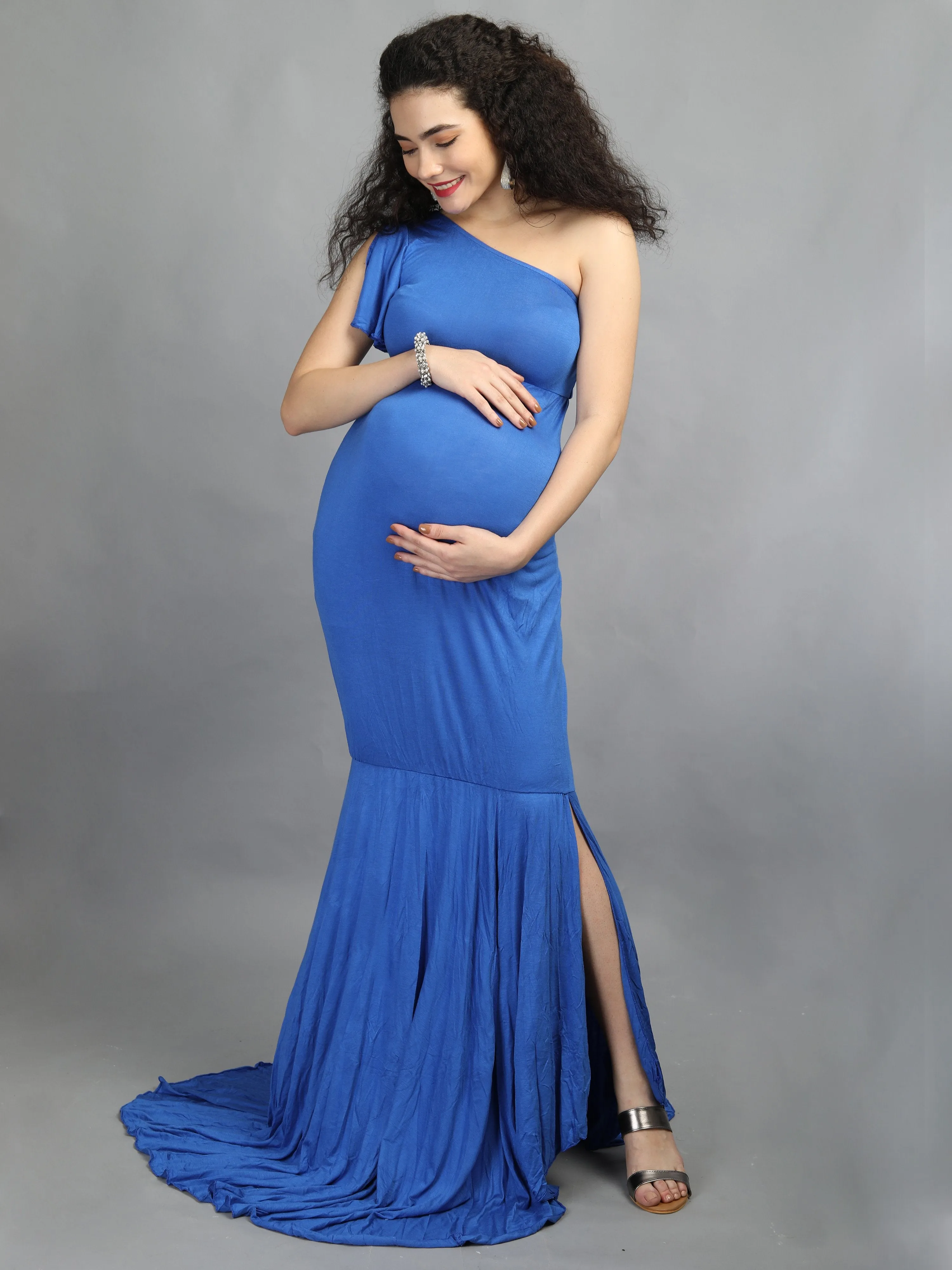 Elegant Blue Maternity Dress