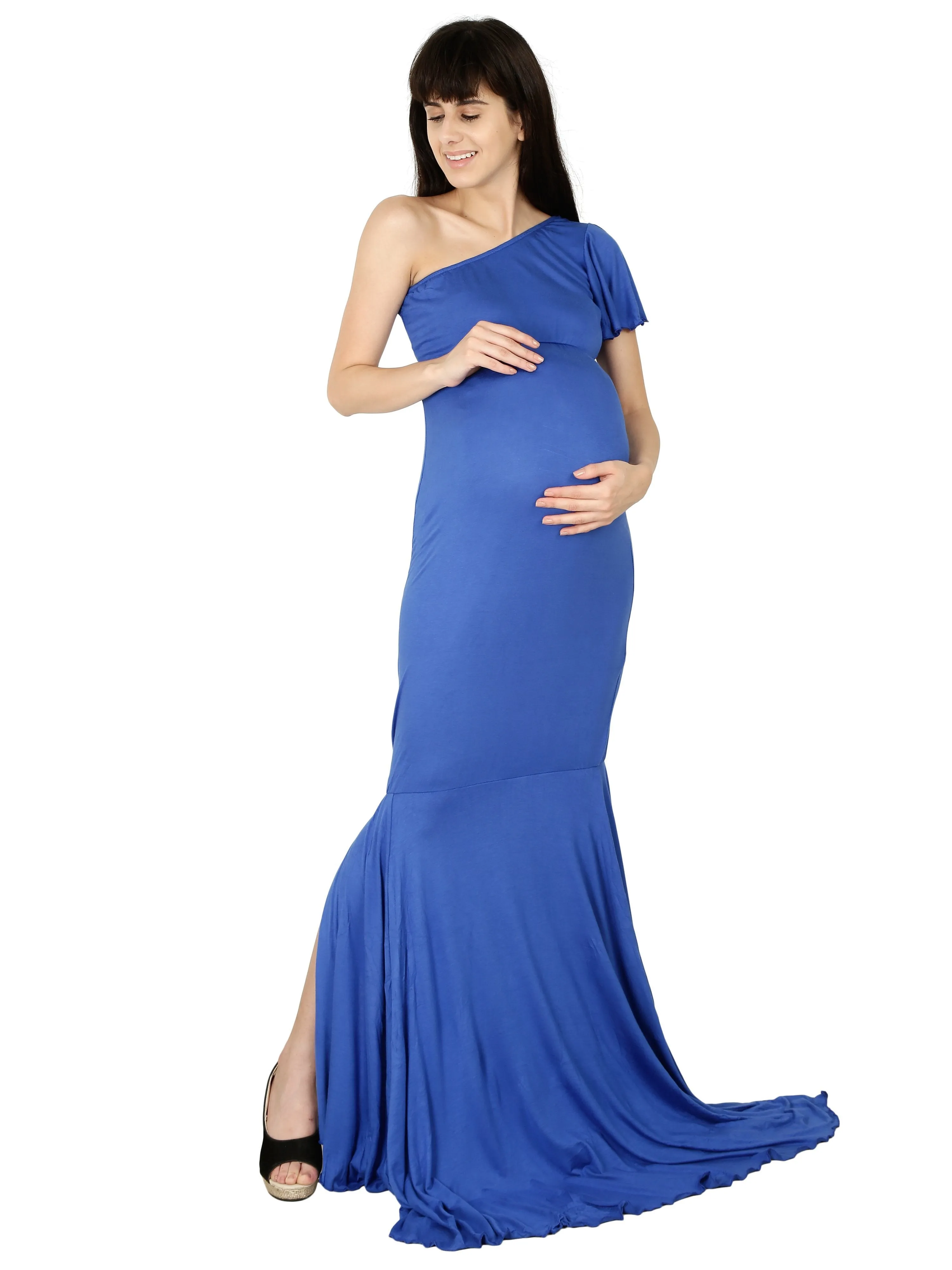 Elegant Blue Maternity Dress