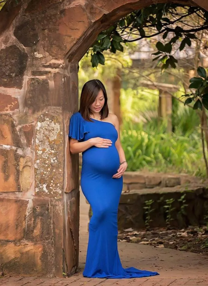 Elegant Blue Maternity Dress
