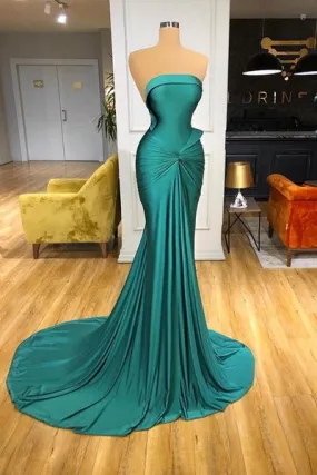 Elegant strapless mermaid long Prom dresses