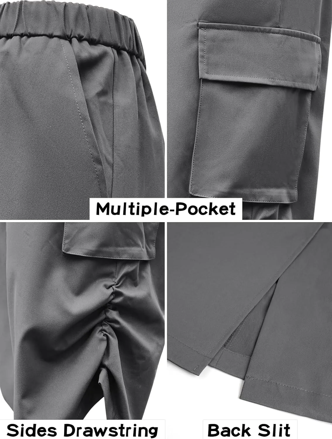 FARORO Y2k Cargo Long Skirts for Women Trendy High Waisted Vintage Slit Midi Skirt with Flap Pockets