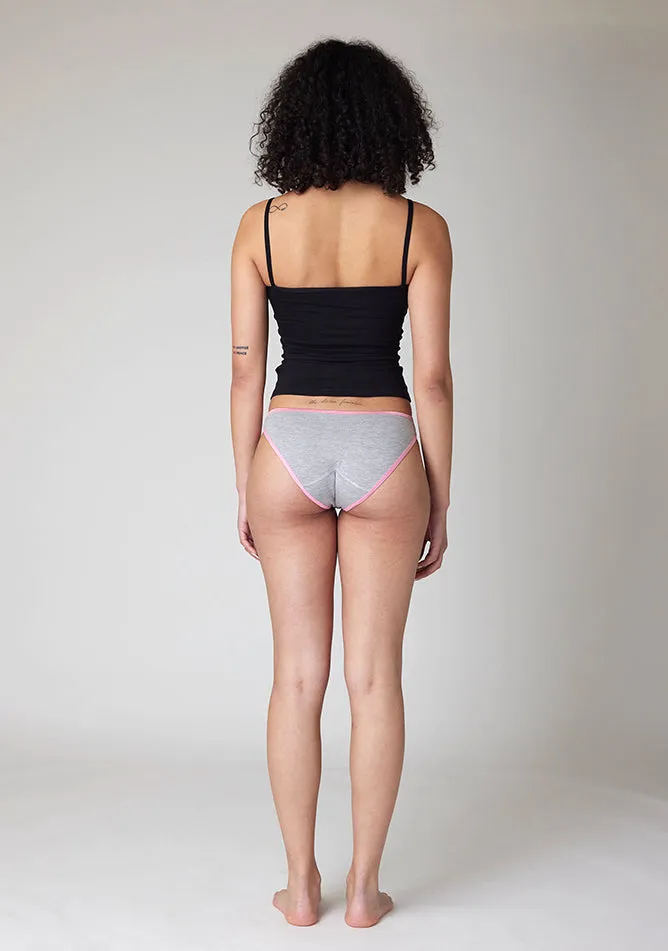 Grey Bikini Brief Period Pant - Light to Moderate Absorbency