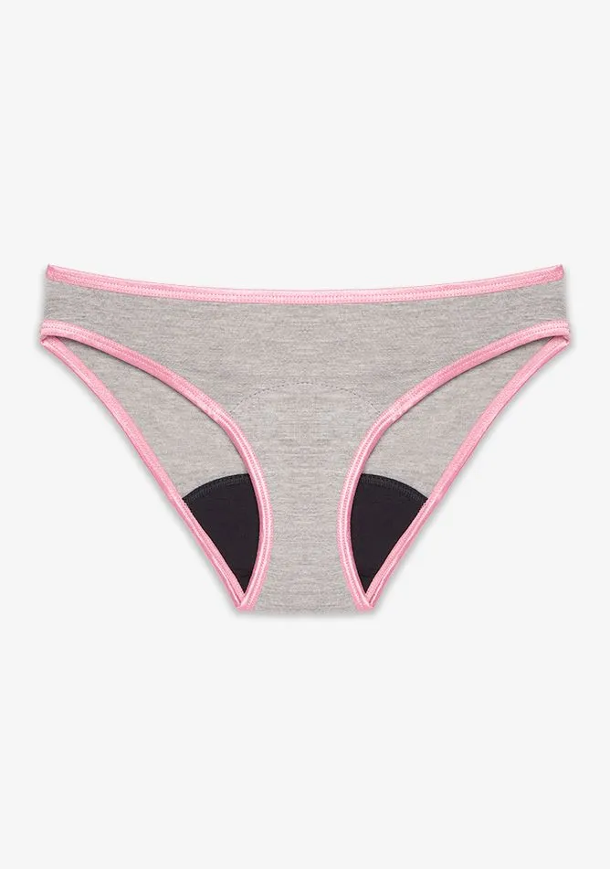 Grey Bikini Brief Period Pant - Light to Moderate Absorbency