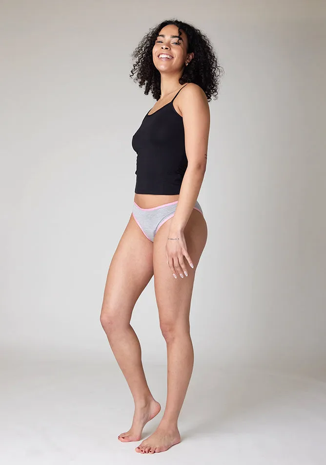Grey Bikini Brief Period Pant - Light to Moderate Absorbency