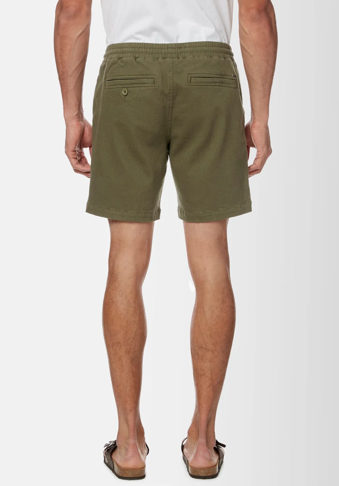 Higgers Cotton Twill Blend Army Green Shorts - BM23934