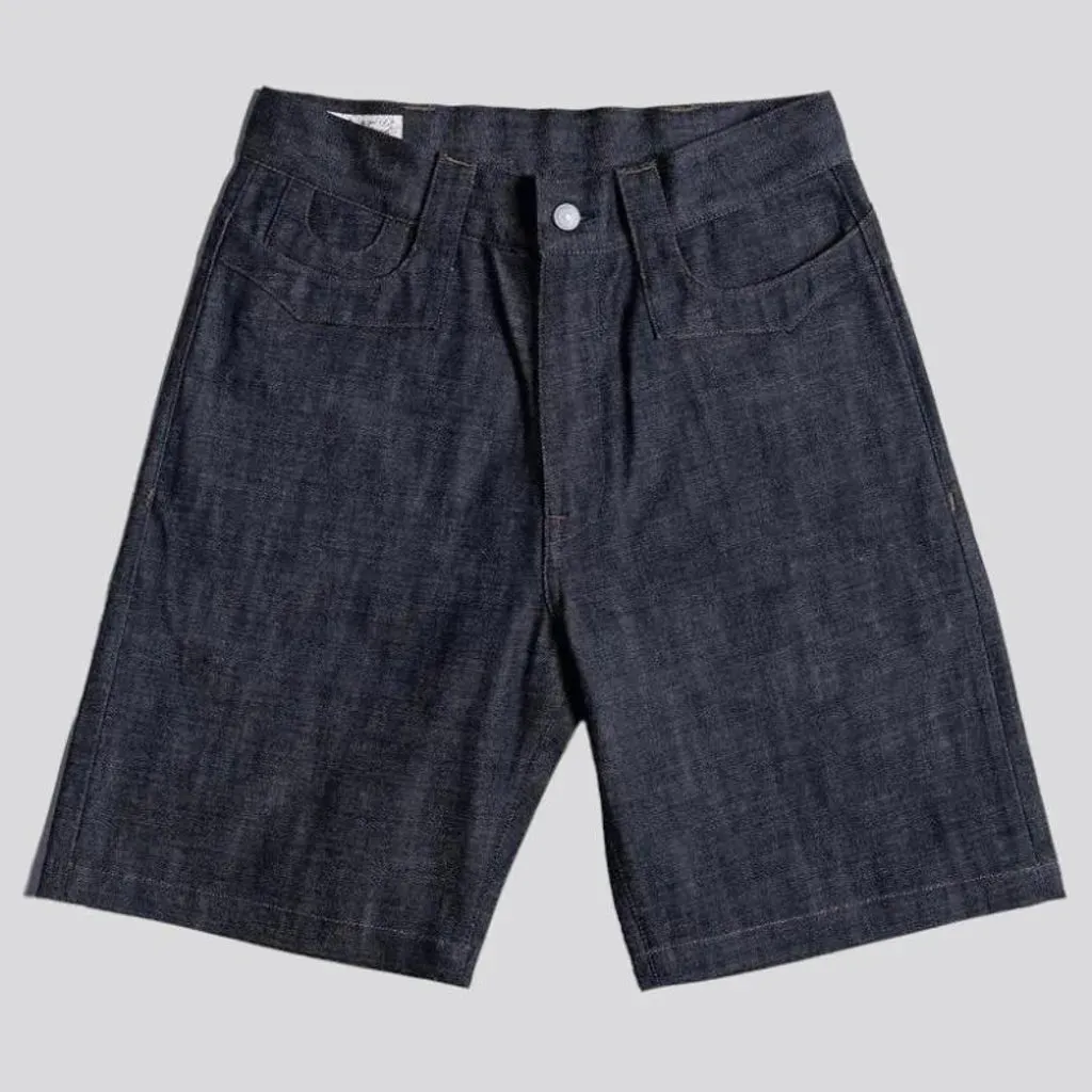 High-waist classic men's jean shorts