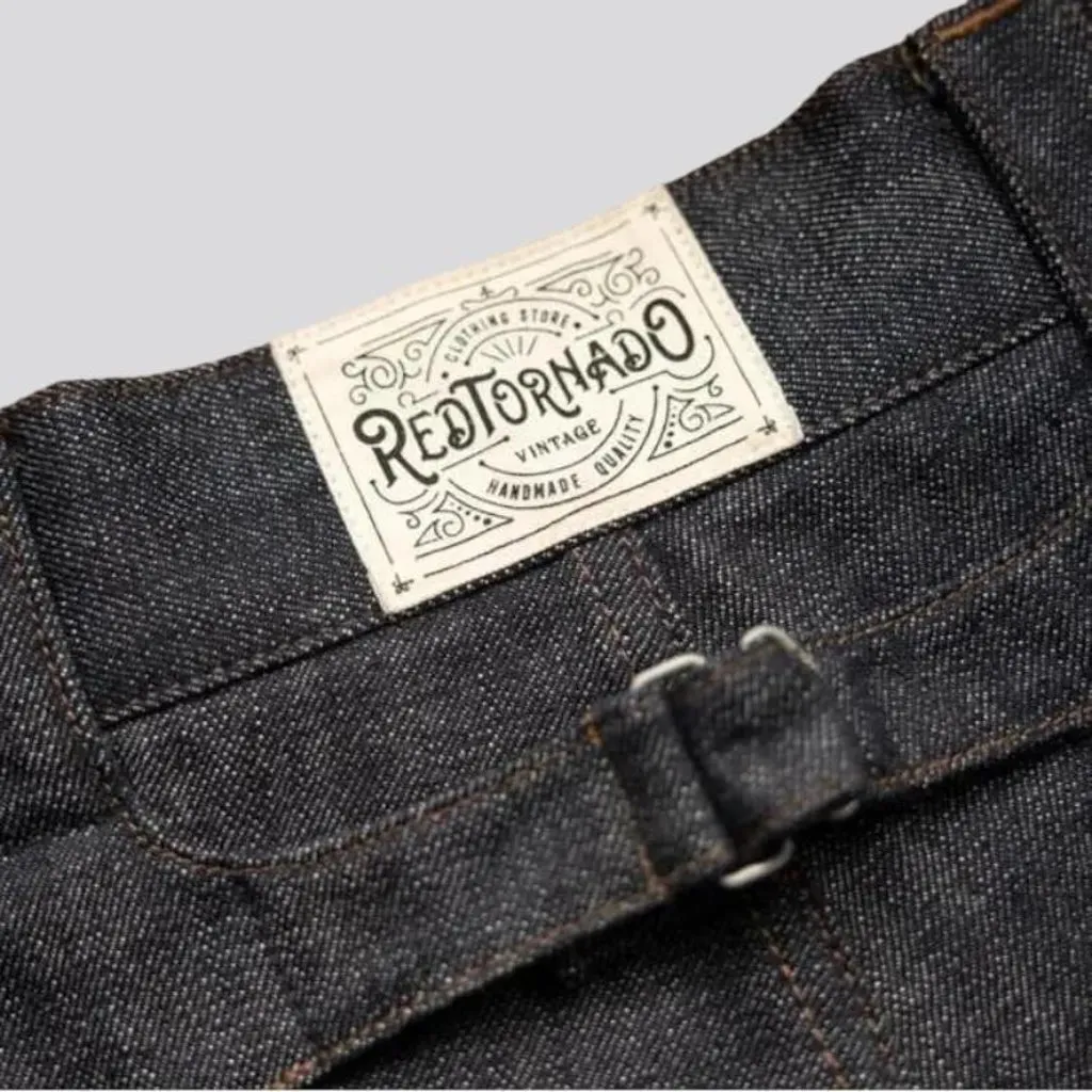 High-waist classic men's jean shorts