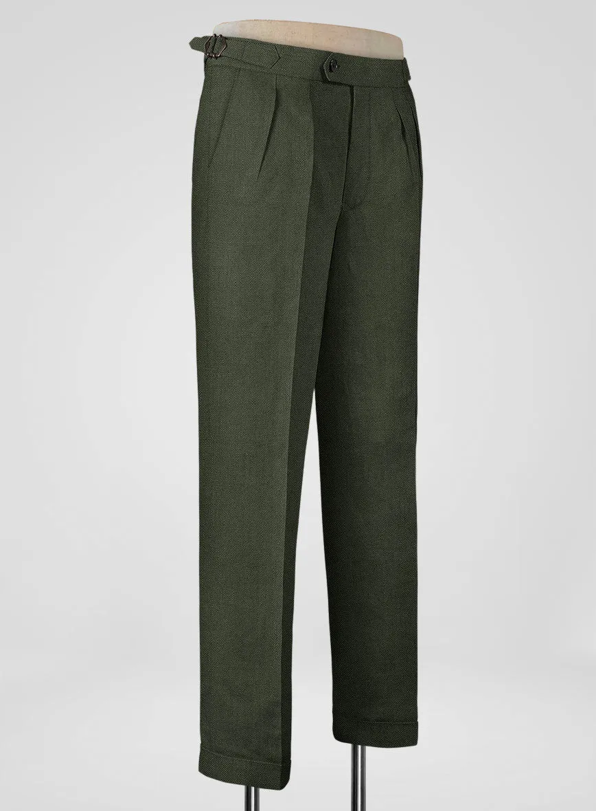 Italian Dark Green Linen Highland Trousers