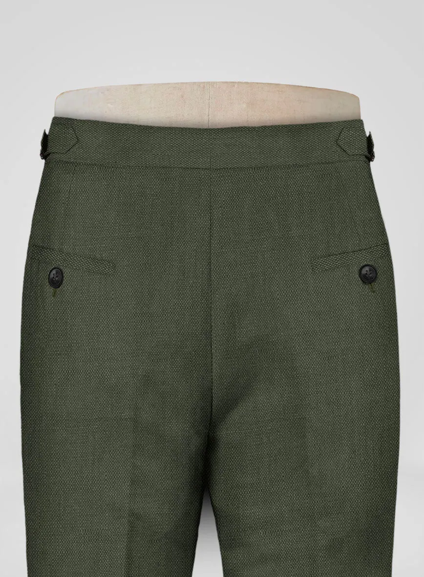 Italian Dark Green Linen Highland Trousers