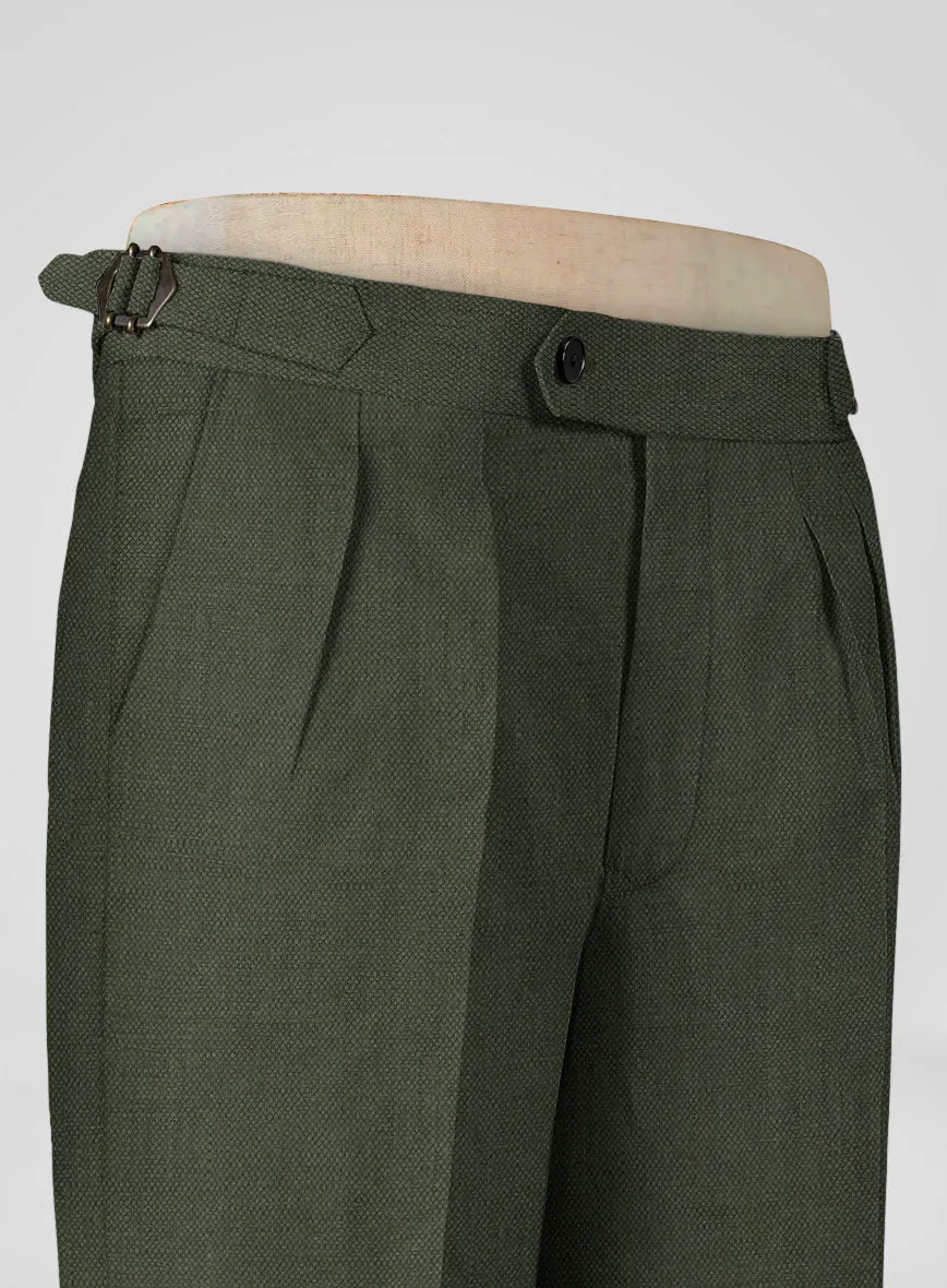 Italian Dark Green Linen Highland Trousers