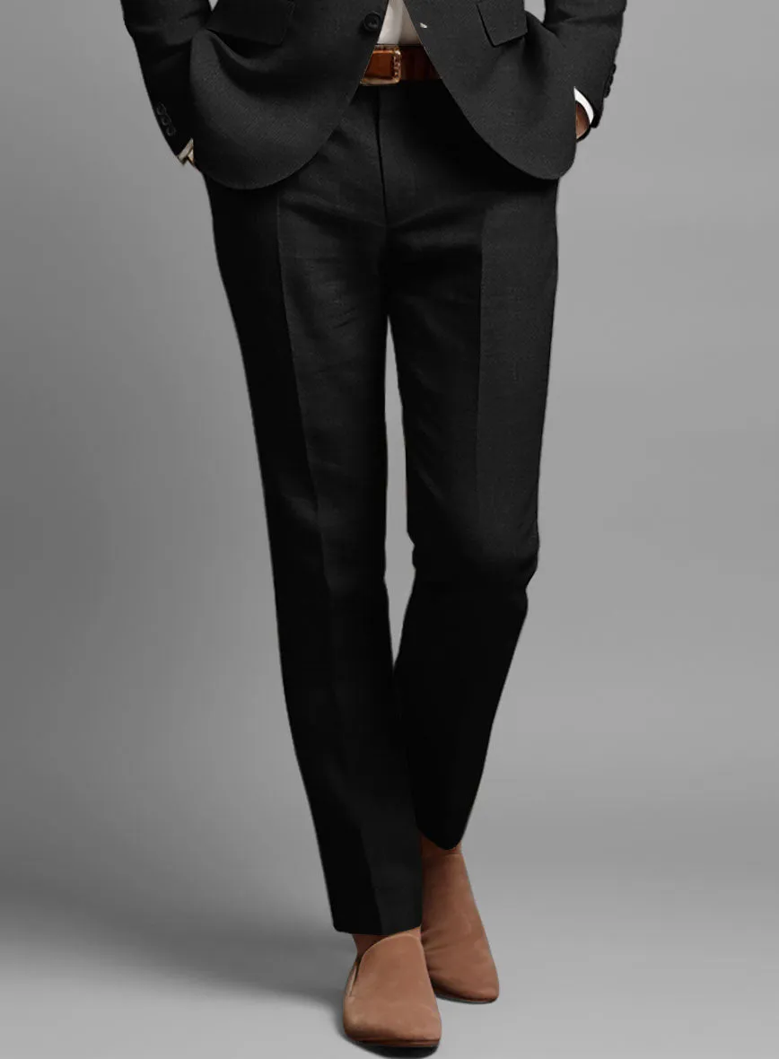 Italian Linen Cavalry Black Pants