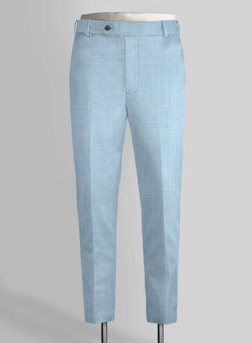 Italian Murano Light Blue Wool Linen Pants