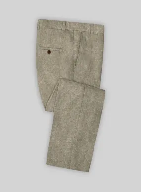 Italian Prato Brown Sharkskin Linen Pants