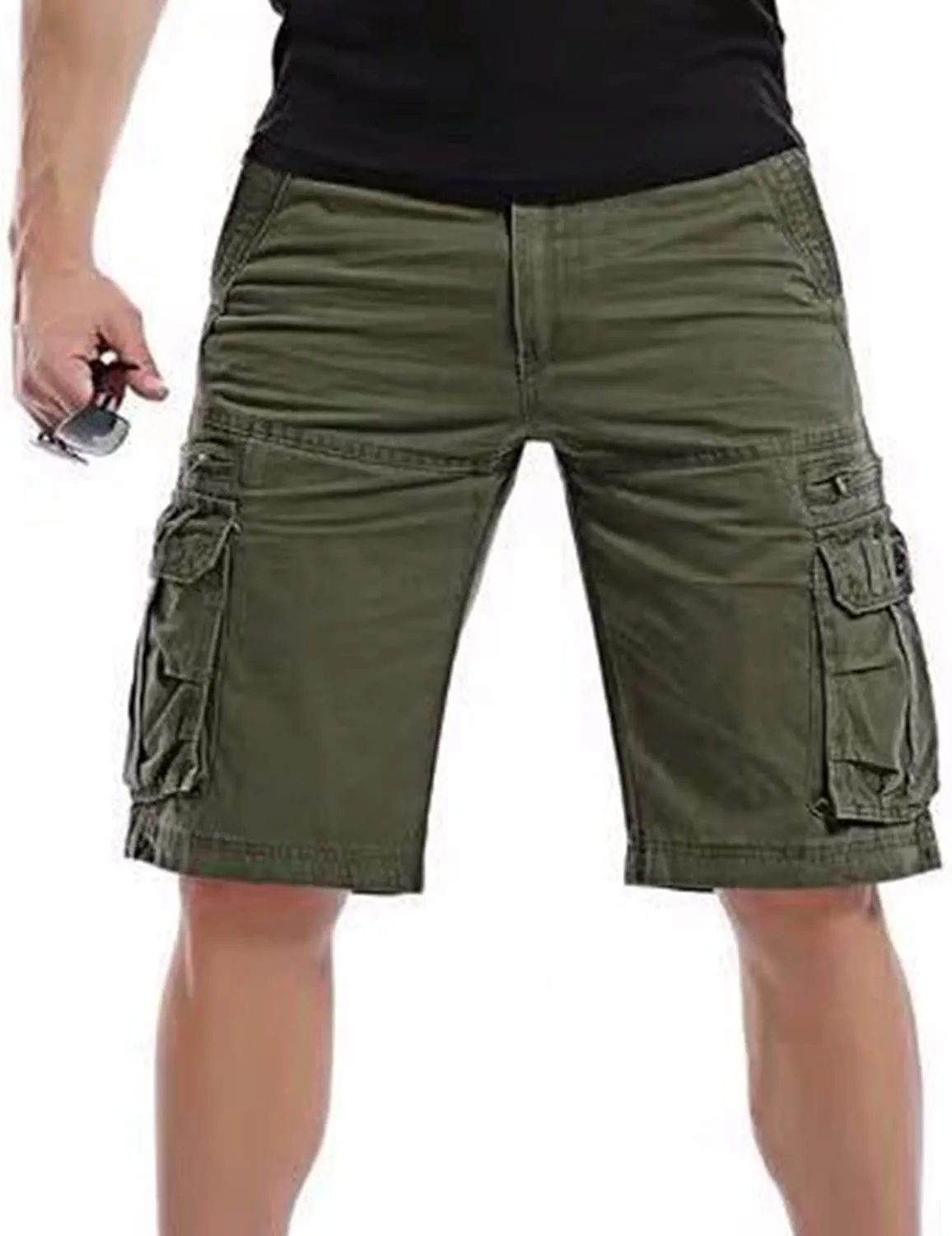 JEsilunmaMY Relaxed Fit Cargo Shorts for Men Multi-Pocket Outdoor Cotton Beach Shorts Lightweight Military Hiking Shorts