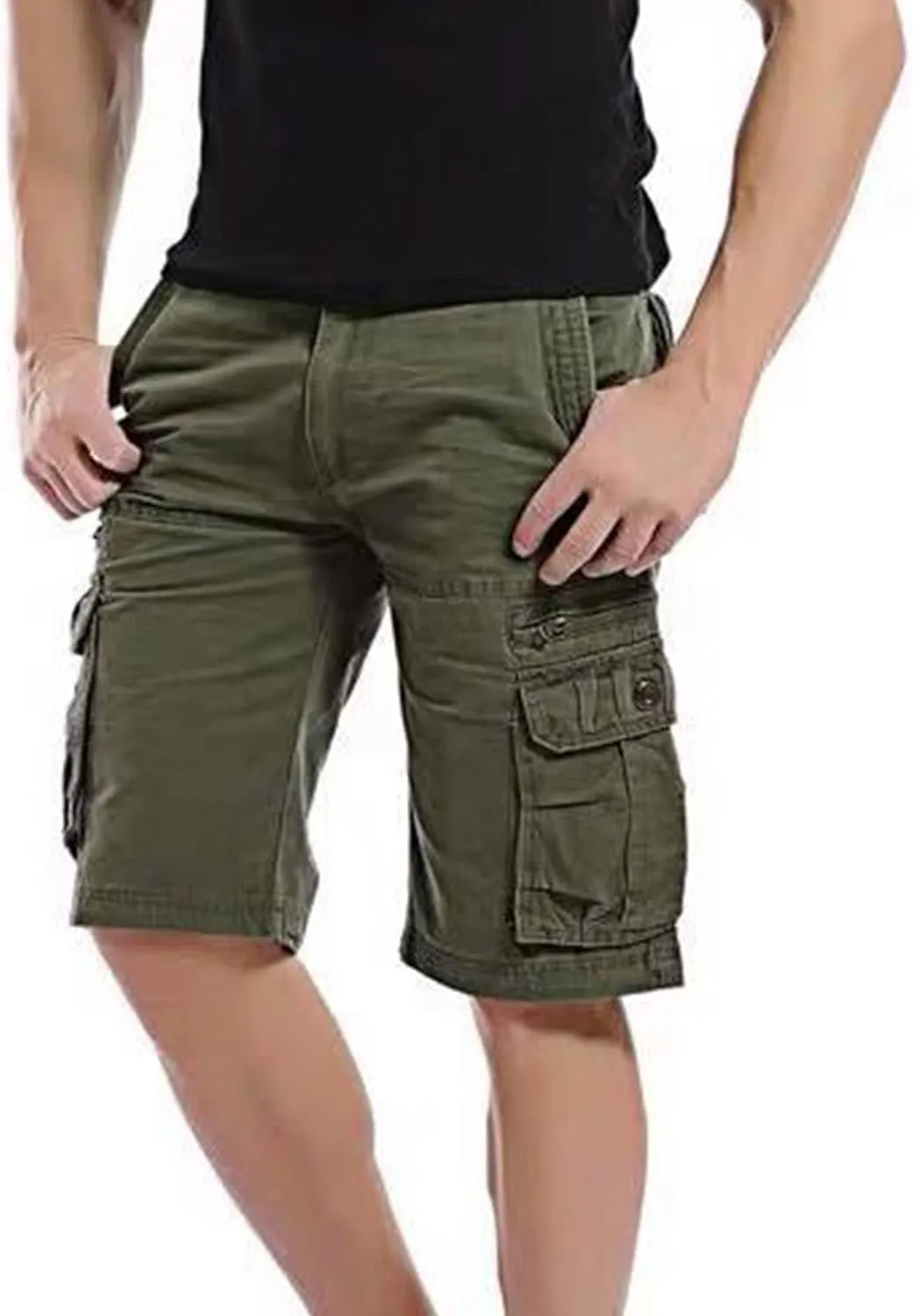 JEsilunmaMY Relaxed Fit Cargo Shorts for Men Multi-Pocket Outdoor Cotton Beach Shorts Lightweight Military Hiking Shorts