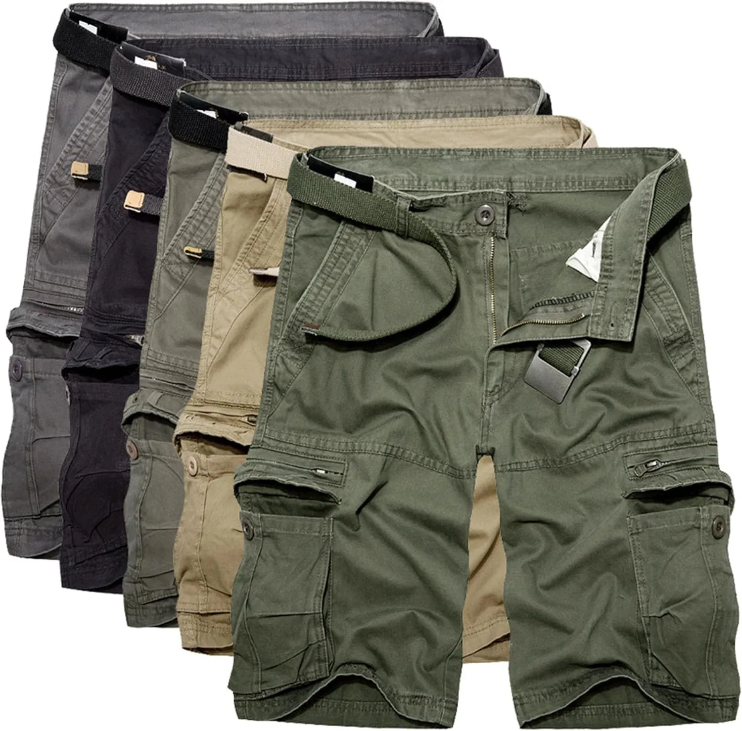 JEsilunmaMY Relaxed Fit Cargo Shorts for Men Multi-Pocket Outdoor Cotton Beach Shorts Lightweight Military Hiking Shorts