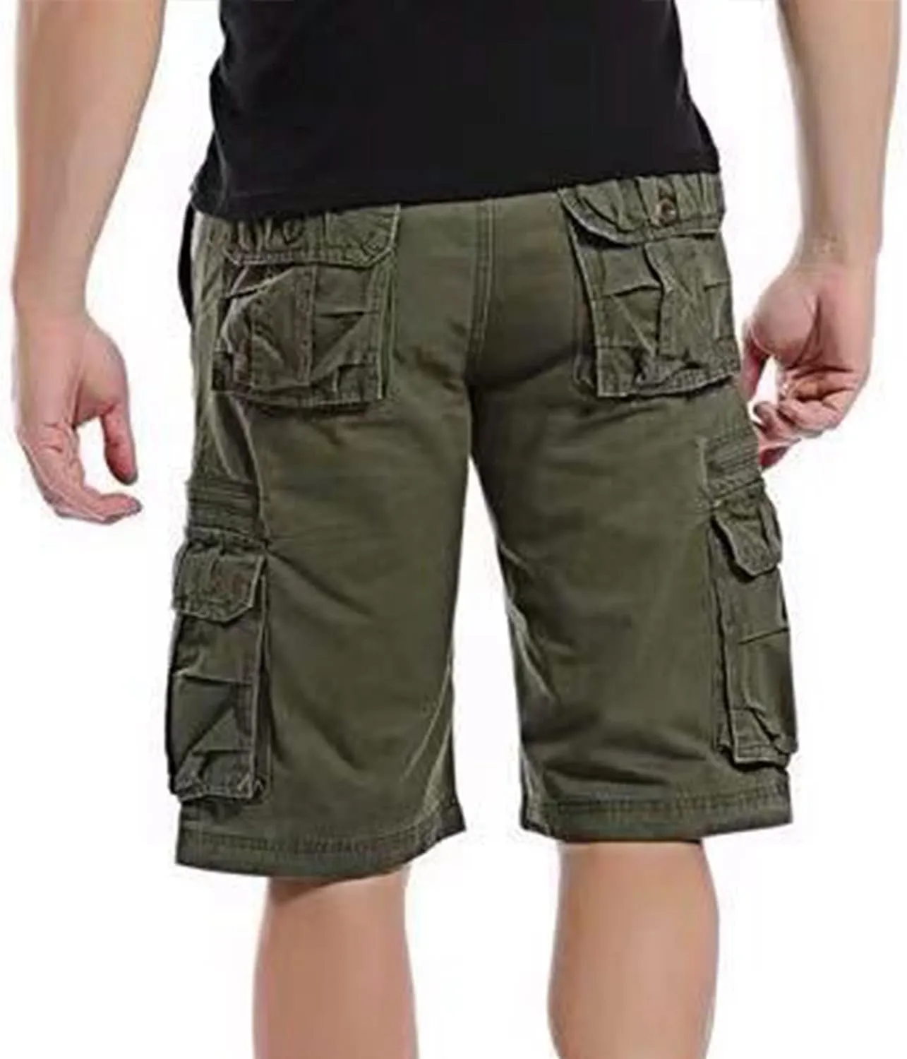 JEsilunmaMY Relaxed Fit Cargo Shorts for Men Multi-Pocket Outdoor Cotton Beach Shorts Lightweight Military Hiking Shorts