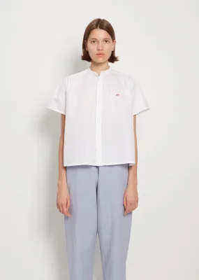 Mandarin Collar Cotton Linen Shirt — White
