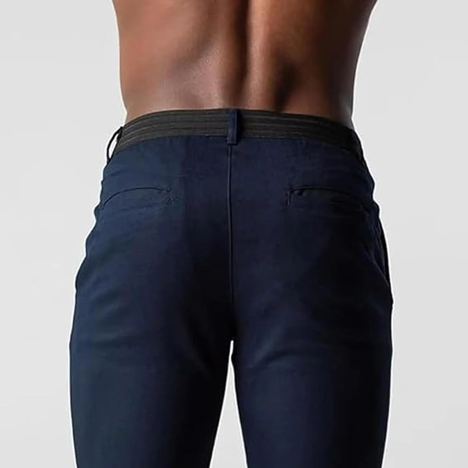 Men's Casual Stretch Pants Slim Fit Breathable Trouser Straight Legs Solid Color Pants Business Simple Comfy Trousers